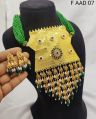 Gold Plated Green Metal rajwada bridal choker necklace
