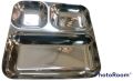 Silver stainless steel compartment dinner plate