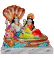 Multicolor Marble Sitting Vishnu Laxmi Statue