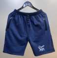Poly Cotton Fabric Blue Printed mens poly cotton solid knit shorts