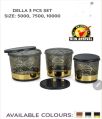 Round Mulit Colour Plain 3 pcs delta plastic storage container set