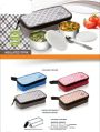 Steel Round Multicolor Checked fabric insulated lunch box