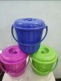 Round Mulit Colour Plastic Lid Bucket