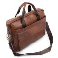 Pure Leather Brown Plain men leather laptop bag