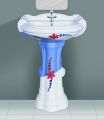 BS101 Alpine Blue Designer Series Big Sterling Wash Basin Pedestal Set