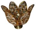 Golden Brass Shrine HandiCrafts flower crystal diya