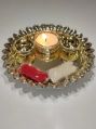 Acrylic Round Gold Shrine HandiCrafts diya haldi kumkum pooja thali