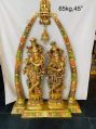 65 Kg S India industries Brass Yellow Golden Carved Polished 65 Kg Round radha krishna statue