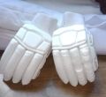 Leather White Plain Cricket Batting Gloves