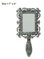 Glossy Silver square medium hand mirror