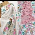 M J Sarees Pure Tussar Silk Multicolor Printed banarasi pure paithani tussar silk saree