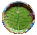 Round disposable green corrugated paper plates