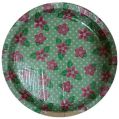 Circular disposable green printed paper plates