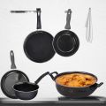 Stainless Steel Black Plain Coated 5 piece non stick cookware set