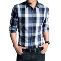 Cotton Blue Full Sleeves Stitched Regular Fit Checked mens check shirt