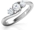 Polished Round solitaire silver diamond ring