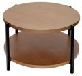 Acacia Wood and Iron Leg Round Plain Natural Wood Iron-Black acacia wood iron coffee table