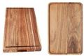 Acacia Wood Rectangular Natural Wood Plain wooden 2in 1 chopping board
