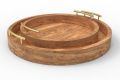 Wooden Serving Tray Set of 2 with Iron Handle