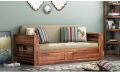 Natural Wood Polished Rectangular Brown two seater wooden sofa