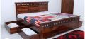 Polished Rectangular Brown wooden antique storage bed