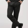 Plain Italino Collection Cotton Black Regular Fit flexi waist formal trouser