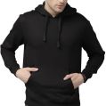 Cotton Black Full Sleeve Plain mens hooded sweat shirt