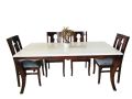 French Legs Marble Top 6 Seater Dining Table Set