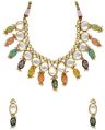 Multicolor New gold finish kundan necklace set