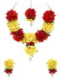 Yellow & Red Tohfa cnb18979 red yellow floral necklace set