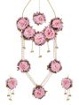 Pink Tohfa gold finish floral bridal necklace set