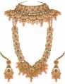 Golden Handwork cnb29590 gold finish meenakari bridal necklace set
