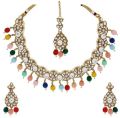 CNB30543 Gold Finish Kundan Necklace Set
