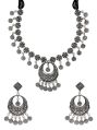 Polished silver finish oxidised necklace set