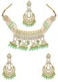 Green New gold finish kundan necklace set