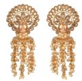 CNB16203 Gold Finish Antique Long Earrings