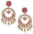 Golden & Red Round Tohfa gold finish reverse ad long earrings