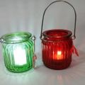 Green and Red glass candle lamp