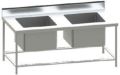 Stainless Steel Rectangular Polished two sink unit