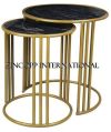 Iron / Marble Black &amp;amp; Gold Zincopp Side Table Set