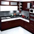 Polished L Shape Brown Designer Fancy Standard New Stylish Wooden Modular Kitchen
