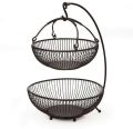 Metal Black Polished iron 2 tier bowl basket