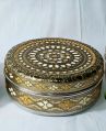 Round Malty Color Polished Santpremi Handicraft minakari steel box