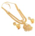 Brass Golden Gold Plated kdj-063 american diamond long necklace set