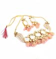 Polished Light Pink Brass kdj-079 meenakari kundan choker necklace set