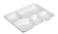 Rectangular White New Plain 5 compartment bagasse meal tray