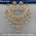 REAL KUNDAN BRASS Green Red Polished pure brass real kundan necklace jewelery