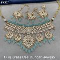 pure brass real kundan earrings tikka necklace set