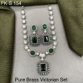 Pure Brass Real Kundan Victorian Necklace Set