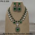 Pure Brass Real Kundan Victorian Plated Double Liner Necklace Set